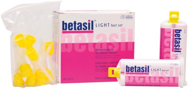 betasil® VARIO LIGHT 2 x 50 ml Kartusche light fast, 12 Mixing Tips gelb