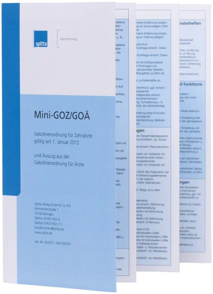 Abrechnungshilfe Mini-GOZ/GOÄ Broschüre