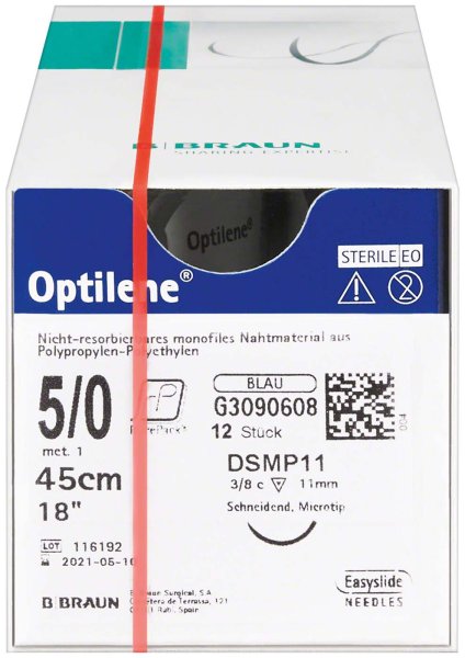 Optilene® 12 Stück 45 cm, USP 5/0, DSMP11