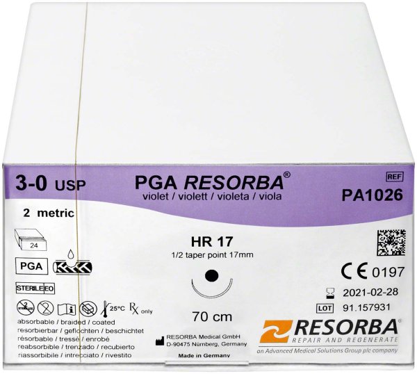 RESORBA® PGA 24 Stück, violett, 45 cm, ART 25, USP 4/0