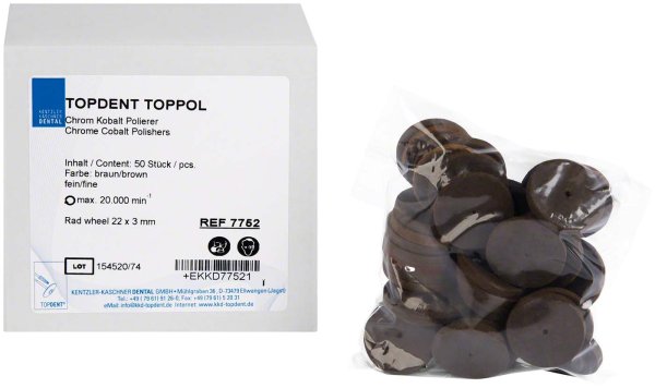 TOPDENT TopPol Co-Cr Polierer 50 Stück fein, Rad 22 x 3 mm