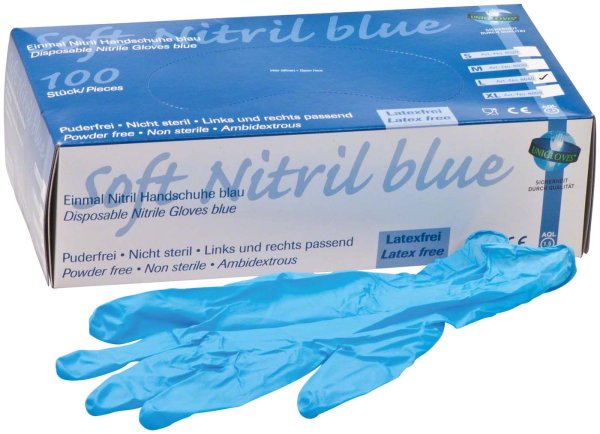 SOFT NITRIL BLUE 100 Stück puderfrei, blau, L
