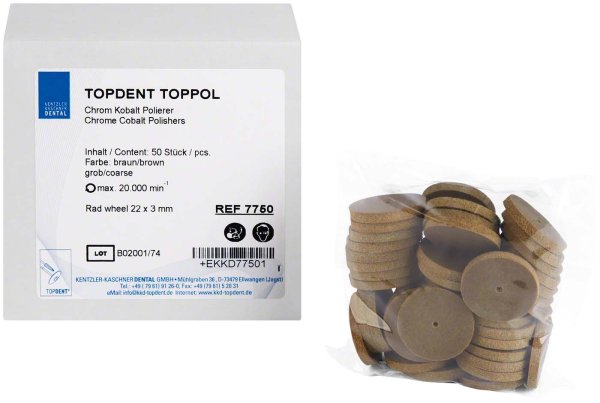 TOPDENT TopPol Co-Cr Polierer 50 Stück grob, Rad 22 x 3 mm
