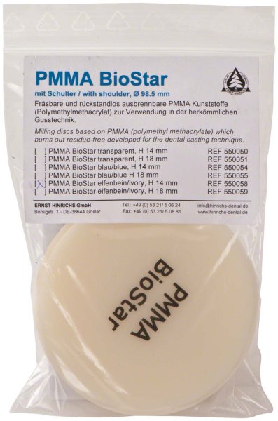 PMMA BioStar Ø 98,5 mm, H 14 mm, elfenbein