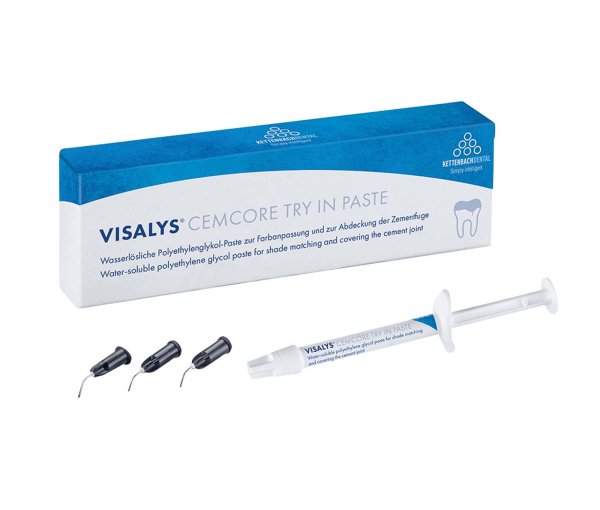 Visalys® CemCore Try In Paste 1,4 ml Spritze dark (A4), 5 Applikationskanülen