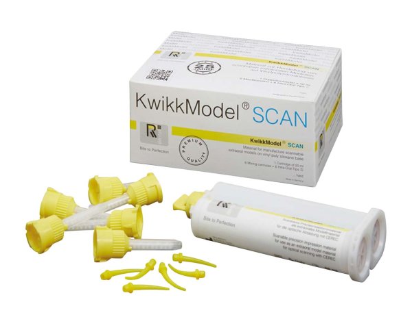 KwikkModel® scan **Systempackung** 50 ml Doppelkartusche, 6 Mischkanülen LN, 6 INTRA-ORAL TIPS L