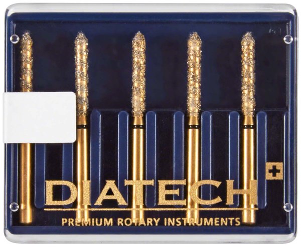 DIATECH Topspin 2000 5 Stück schwarz grob (TSX), FG, Fig. 131 Zylinder spitz, 10 mm, ISO 016