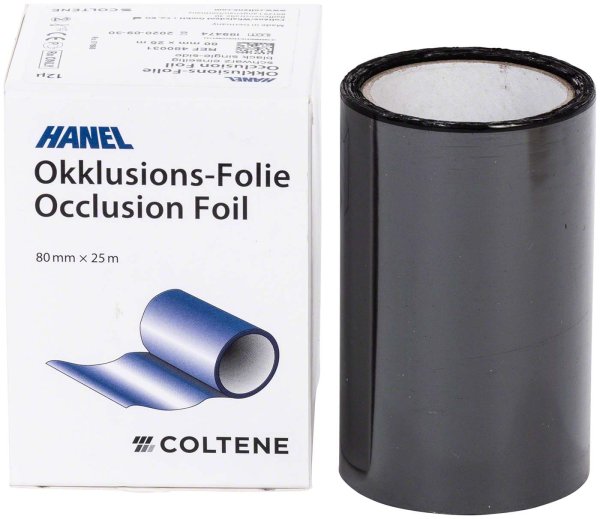 HANEL Occlusions-Folie, einseitig 12 µm **Spenderbox** 25 m schwarz, 80 mm breit