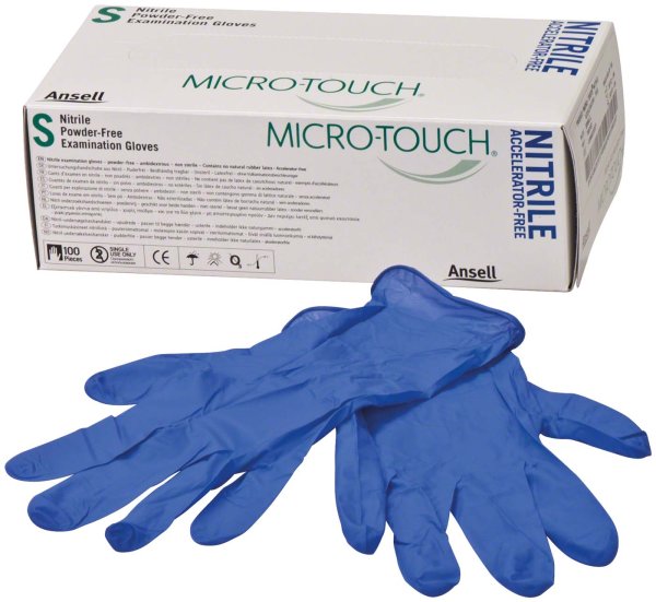 MICRO-TOUCH® Nitrile Accelerator-Free 100 Stück puderfrei, blau, S