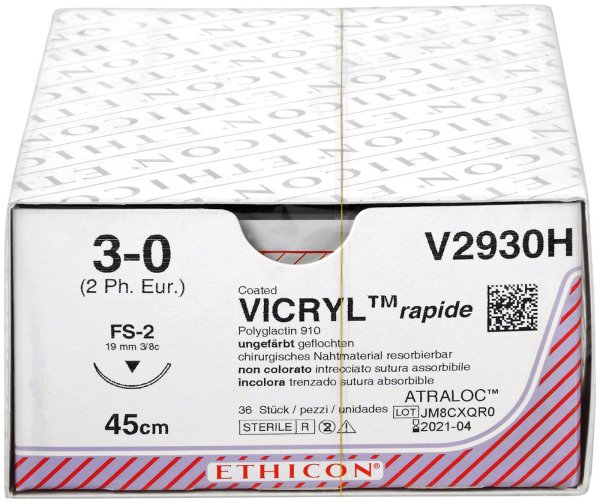 VICRYL™ RAPIDE 36 Stück ungefärbt, 45 cm, FS2, USP 3-0, Stärke 2