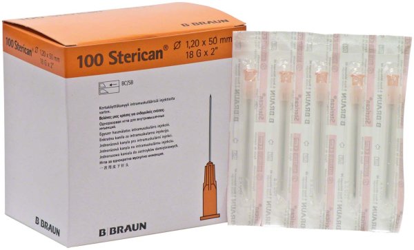 Sterican® Intramuskulär Kurzschliff 100 Stück rosa, G18 Ø 1,2 x 50 mm