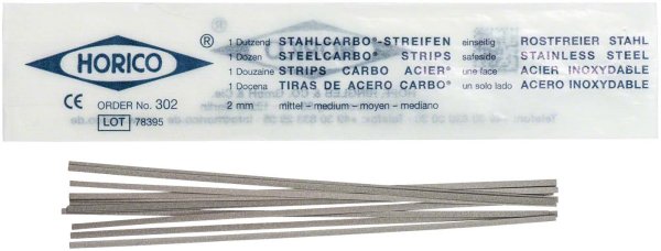 Stahlcarbo® Streifen 12 Stück, einseitig, 2 mm breit, Stärke 0,1 mm