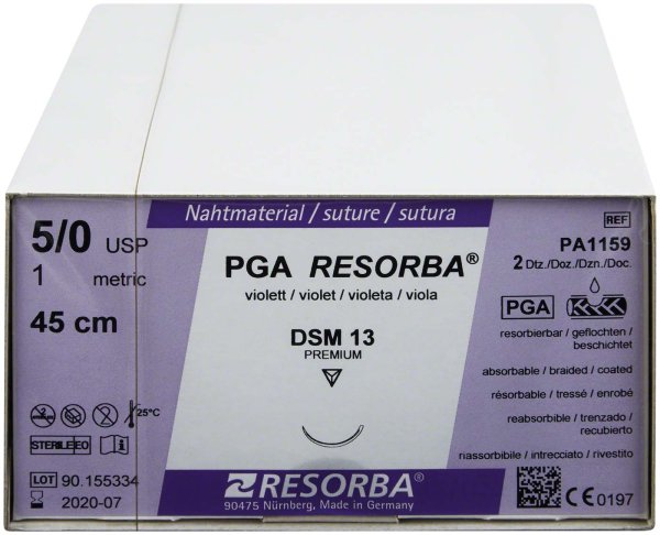 RESORBA® PGA 24 Stück, violett, 45 cm, DSM13, USP 5/0