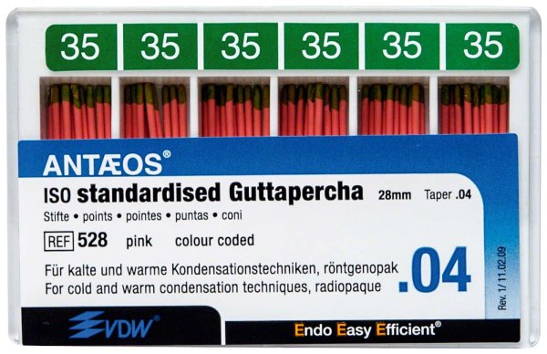 Guttaperchastifte 60 Stück rosa, Taper.04 ISO 035