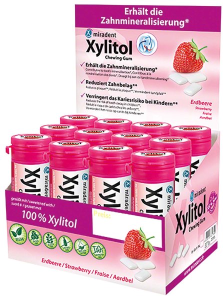 Xylitol Chewing Gum **Display** 12 Dosen x 30 Stück Erdbeere