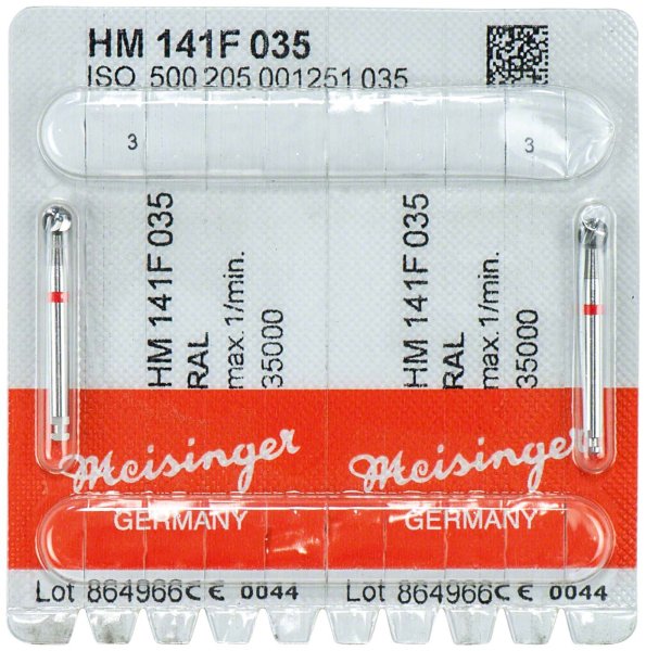 Chirurgie Fräser HM 141 2 Stück rot fein, RAL, Figur 001, ISO 035