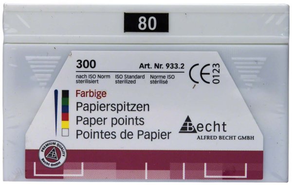 Papierspitzen farbig 300 Stück ISO 080