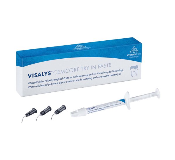 Visalys® CemCore Try In Paste 1,4 ml Spritze universal (A2/A3), 5 Applikationskanülen