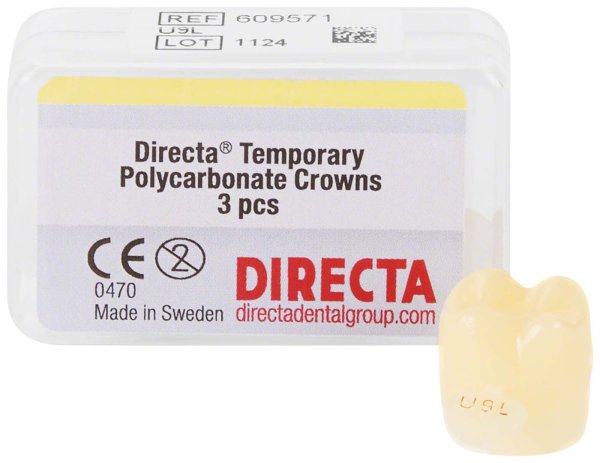 Directa Temporary Polycarbonate Kronen 3 Stück U9L translucent, für Molar