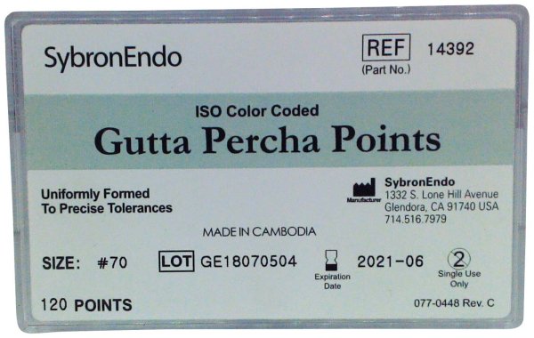 Standardized Gutta Percha 6 x 20 Stück ISO 070