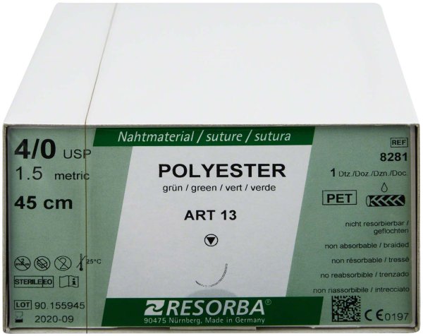 RESORBA® Polyester 12 Stück, grün, 45 cm, ART 13, USP 4/0