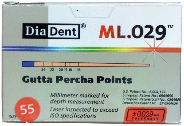 DiaDent® ML.029™ Gutta Percha Points 120 Stück ISO 055