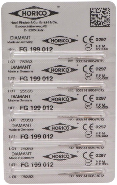 Diamantschleifer 199 5 Stück FG, Figur 199, 10 mm, ISO 012