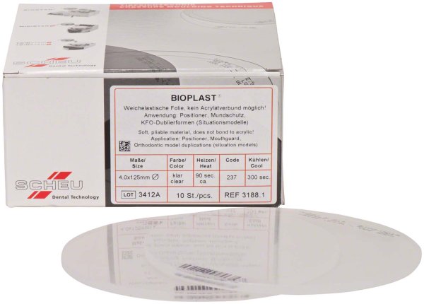 BIOPLAST® 10 Stück klar, rund, Ø 125 mm, Stärke 4 mm