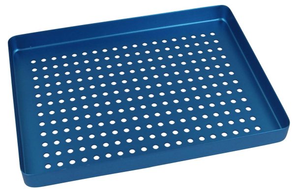Norm-Tray Aluminium Boden gelocht blau, mini, 18 x 14 cm