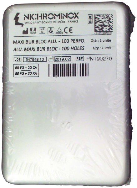 Maxi Bur Block für 100 Instrumente (80 x FG, 20 x RA) 12 x 8,5 x 4,5 cm