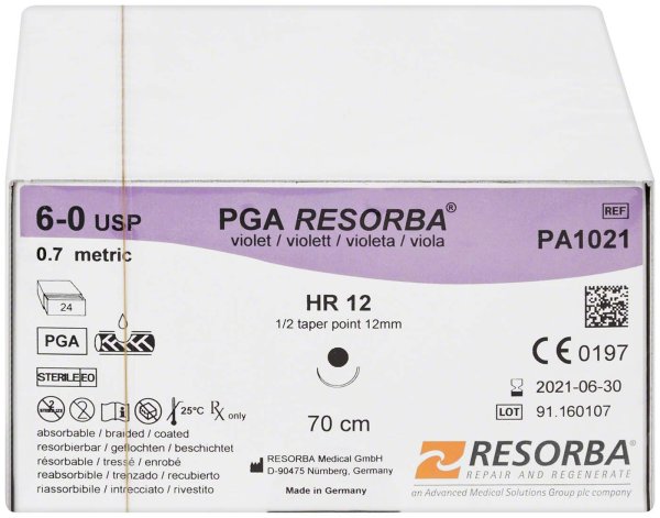 RESORBA® PGA 24 Stück, HR12, USP 6/0