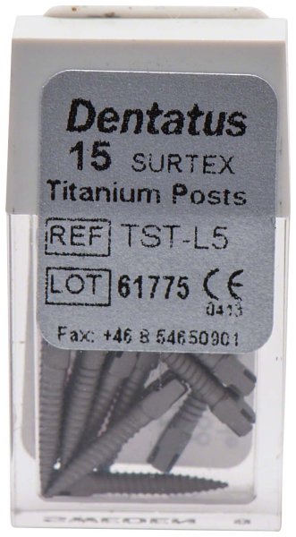 Classic Surtex Titan Wurzelstifte 15 Stück 11,8 mm, Ø 1,65 mm, Größe 5
