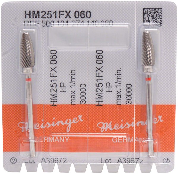 HM-Fräser FX 2 Stück kreuzverzahnt, rot fein, HP, Figur 274, 14,5 mm, ISO 060