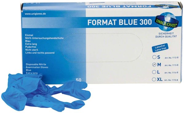 FORMAT BLUE 300 50 Stück puderfrei, blau, M