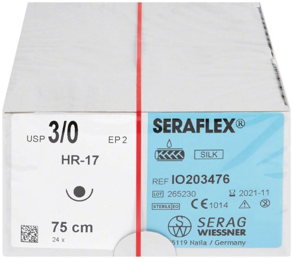 SERAFLEX® 24 Nadeln schwarz, 0,75 m, HR-17, Stärke 3/0