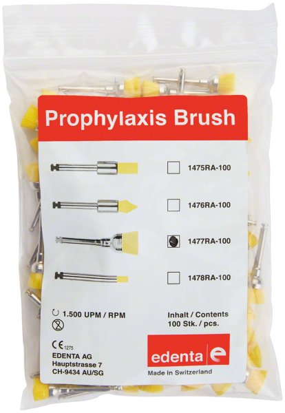 Prophylaxe Bürste 100 Stück gelb, ISO 060, RA